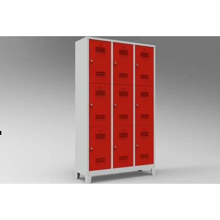 Dokuzlu Soyunma Dolabı Gri – Kırmızı MRT.10.01.45