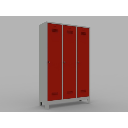 Üçlü Soyunma Dolabı Gri – Kırmızı MRT.10.01.21